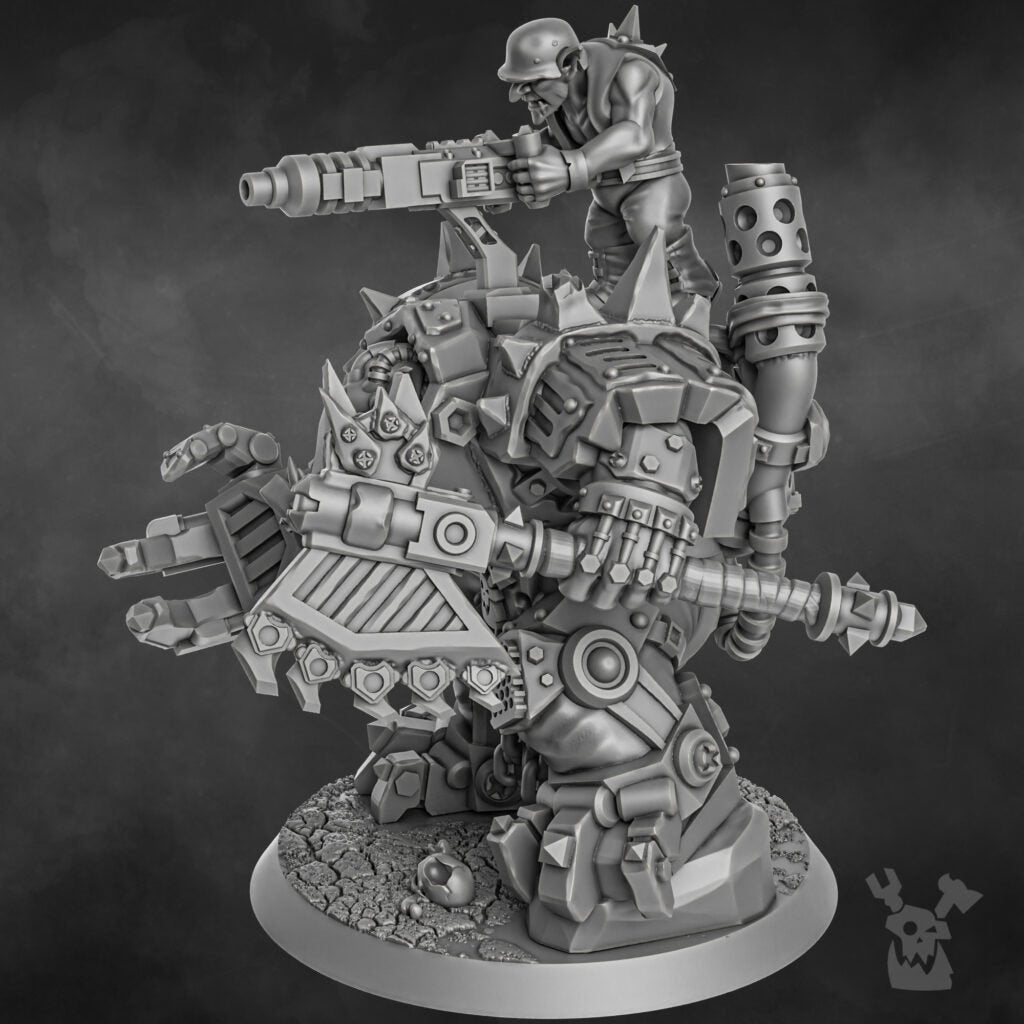 Orks Da Great Arma Boss, proxy miniature, character, 28mm heroic scale unpainted resin, view 6