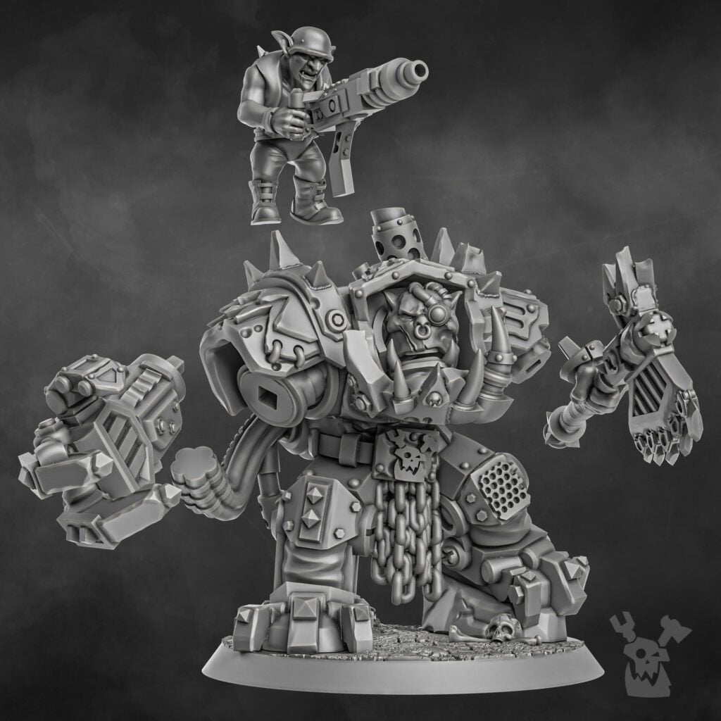 Orks Da Great Arma Boss, proxy miniature, character, 28mm heroic scale unpainted resin, view 7