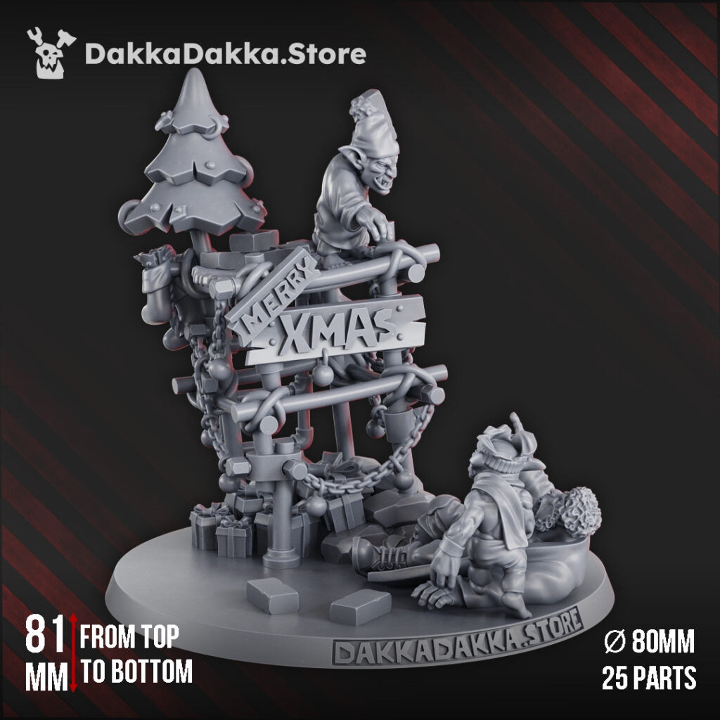 Orks Gobb Alone Vs Wet Ladz, proxy miniature, 28mm heroic scale unpainted resin