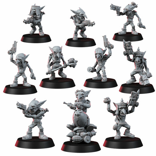 Orks Goblins Meat Squad, proxy miniature, 28mm heroic scale unpainted resin, view 2