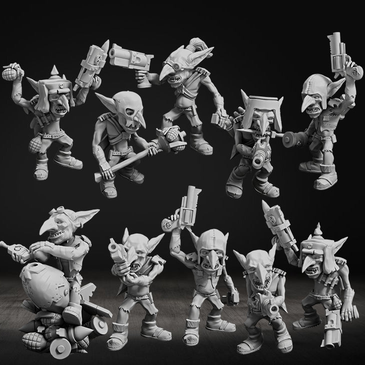 Orks Goblins Meat Squad, proxy miniature, 28mm heroic scale unpainted resin, view 3