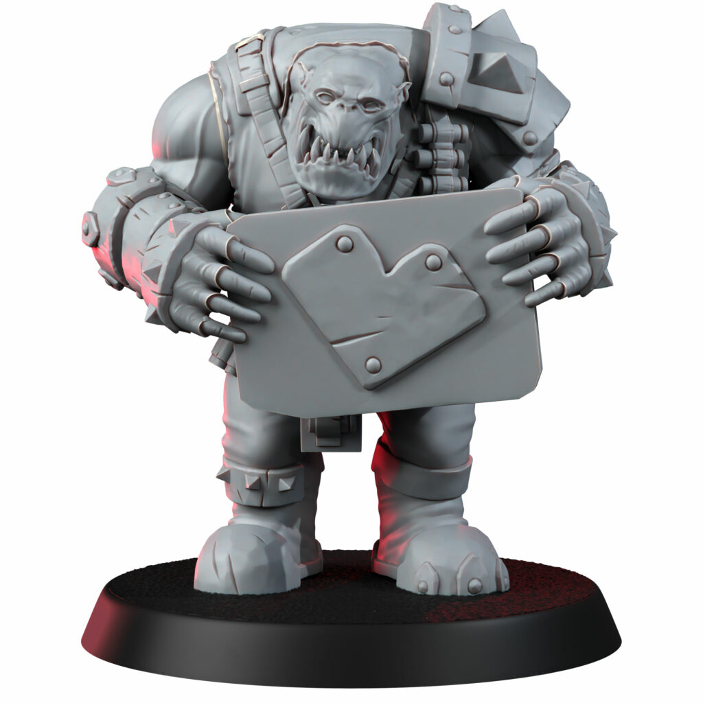 Orks Make Waaagh Not War, proxy miniature, 28mm heroic scale unpainted resin, view 2