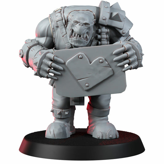 Orks Make Waaagh Not War, proxy miniature, 28mm heroic scale unpainted resin, view 2