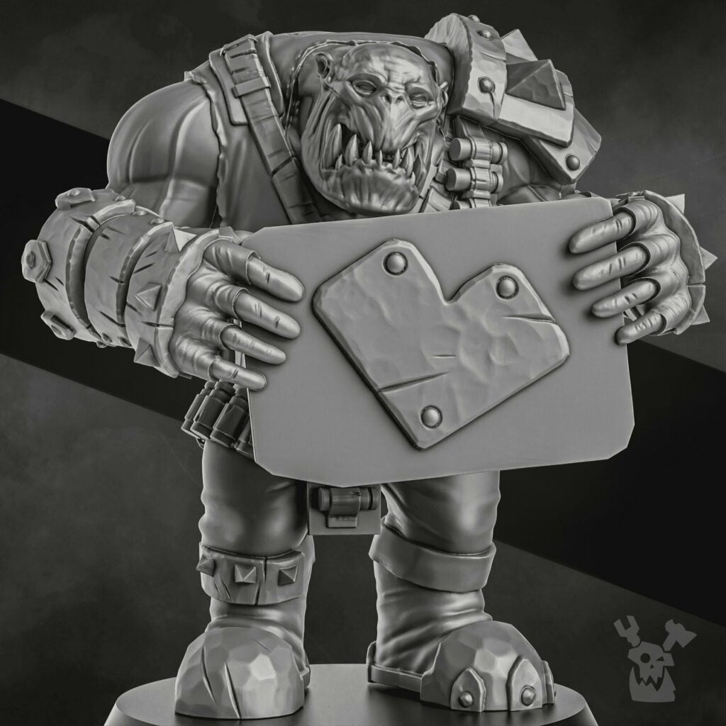 Orks Make Waaagh Not War, proxy miniature, 28mm heroic scale unpainted resin, view 3