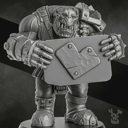 Orks Make Waaagh Not War, proxy miniature, 28mm heroic scale unpainted resin, view 3