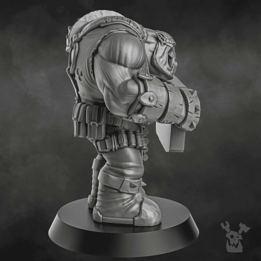 Orks Make Waaagh Not War, proxy miniature, 28mm heroic scale unpainted resin, view 4