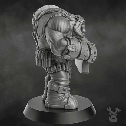 Orks Make Waaagh Not War, proxy miniature, 28mm heroic scale unpainted resin, view 4