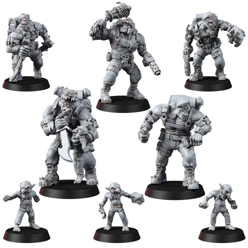 Orks Orkz Kommando Blitz Full Squad (8 Units), proxy miniature, 28mm heroic scale unpainted resin, view 2