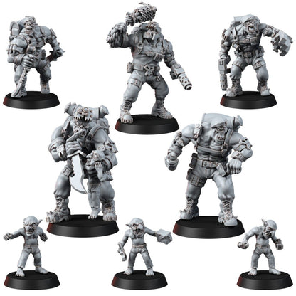 Orks Orkz Kommando Blitz Full Squad (8 Units), proxy miniature, 28mm heroic scale unpainted resin, view 2