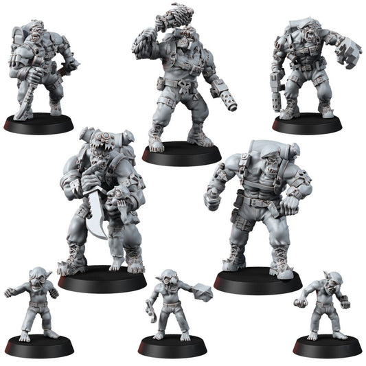 Orks Orkz Kommando Blitz Full Squad (8 Units), proxy miniature, 28mm heroic scale unpainted resin, view 2