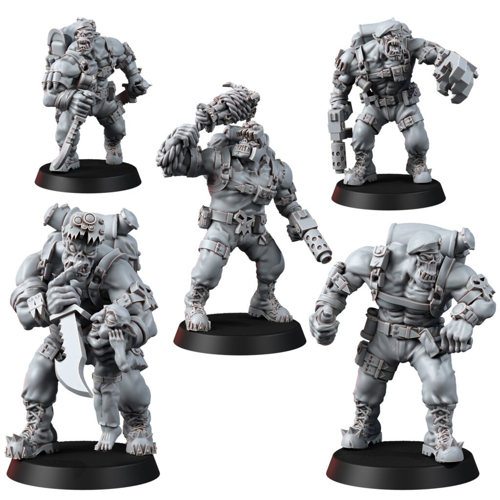 Orks Orkz Kommando Blitz Full Squad (8 Units), proxy miniature, 28mm heroic scale unpainted resin, view 3
