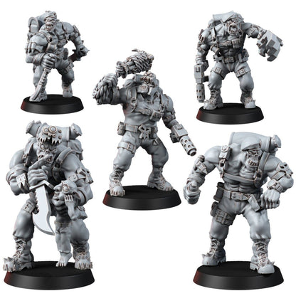 Orks Orkz Kommando Blitz Team (5 Units), proxy miniature, squad, 28mm heroic scale unpainted resin
