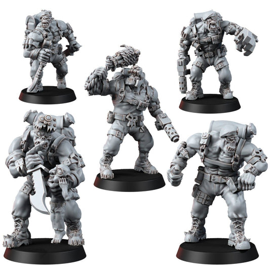 Orks Orkz Kommando Blitz Team (5 Units), proxy miniature, squad, 28mm heroic scale unpainted resin