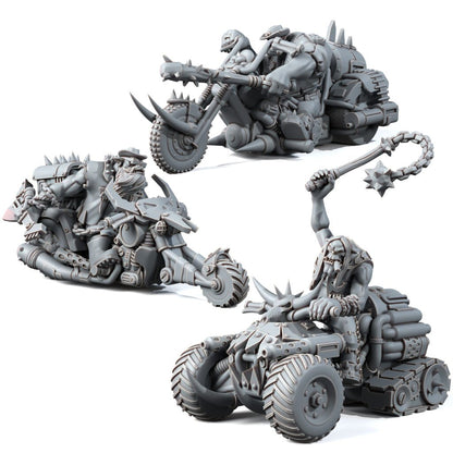 Orks Chopper Hotboyz (3 Units), proxy miniature, squad, 28mm heroic scale unpainted resin, view 2