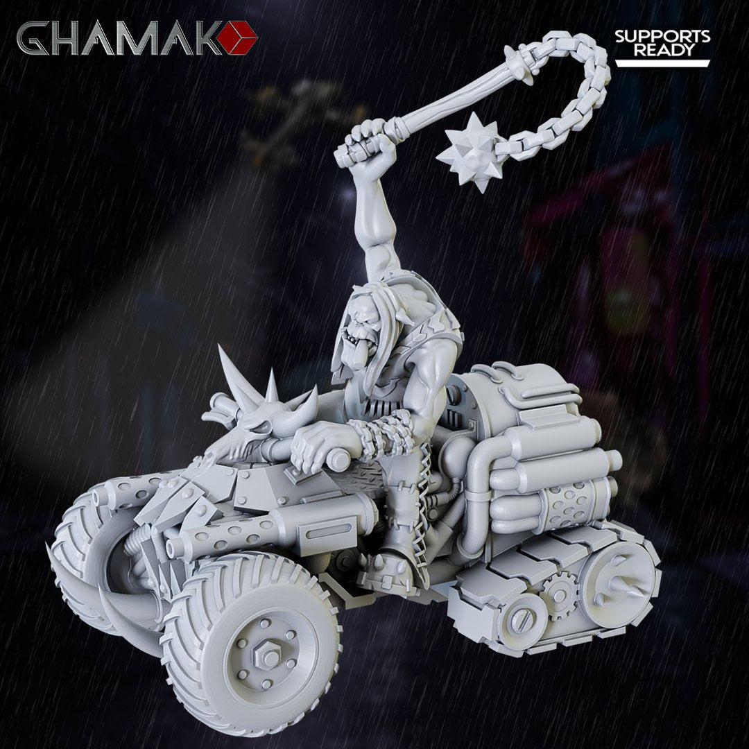Orks Chopper Hotboyz (3 Units), proxy miniature, squad, 28mm heroic scale unpainted resin, view 7