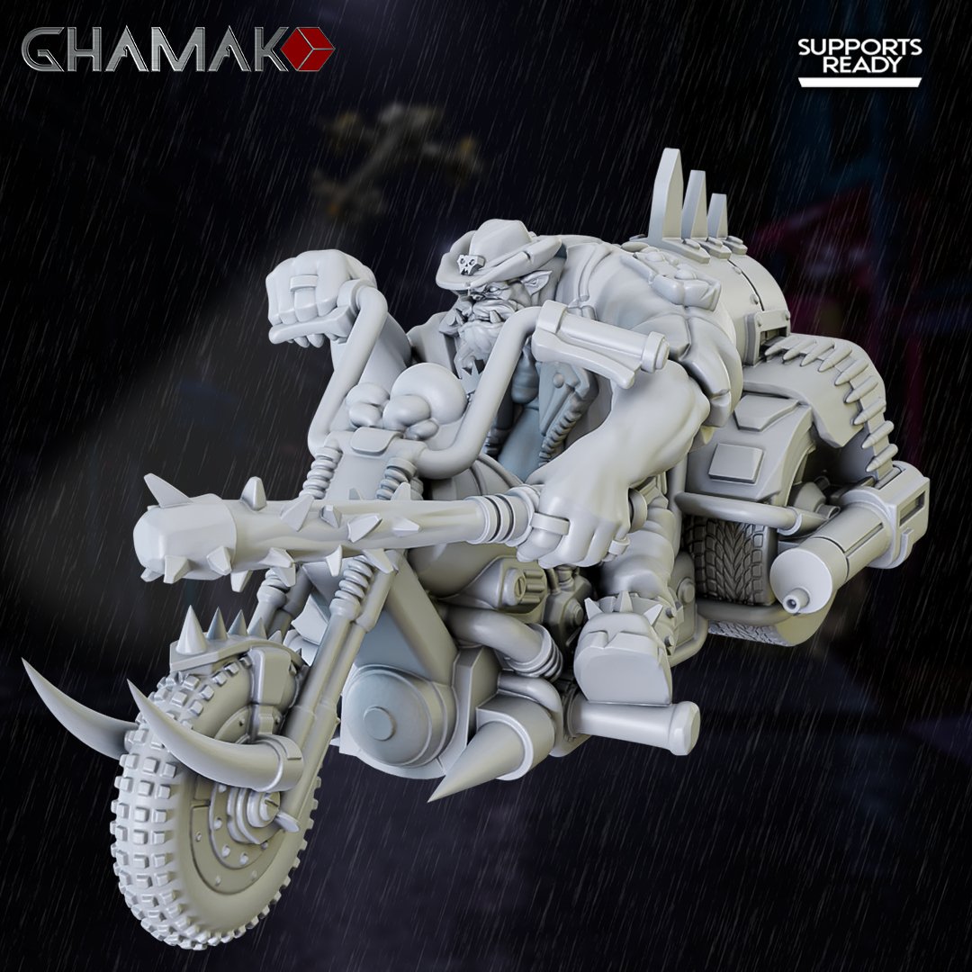 Orks Chopper Hotboyz (3 Units), proxy miniature, squad, 28mm heroic scale unpainted resin, view 8