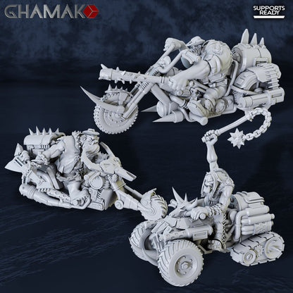 Orks Chopper Hotboyz (3 Units), proxy miniature, squad, 28mm heroic scale unpainted resin, view 9
