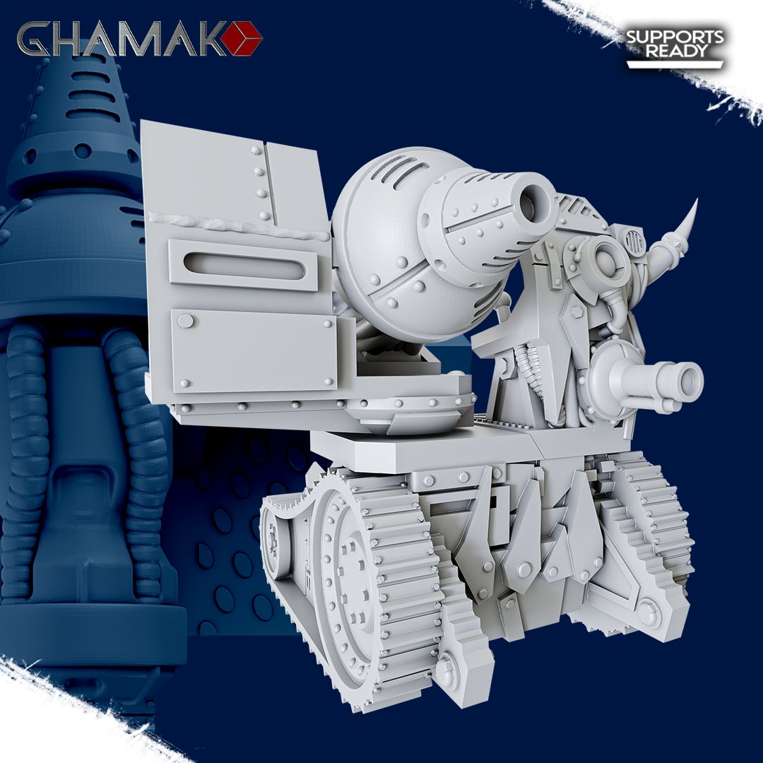 Orks Kaboom Kannon, proxy miniature, 28mm heroic scale unpainted resin, view 3