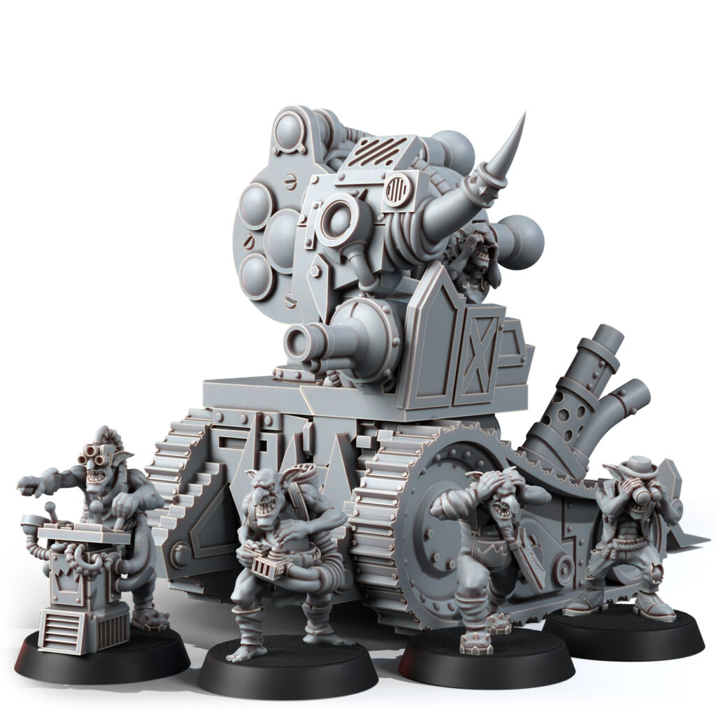 Orks Kannon Argh With Krew, proxy miniature, 28mm heroic scale unpainted resin