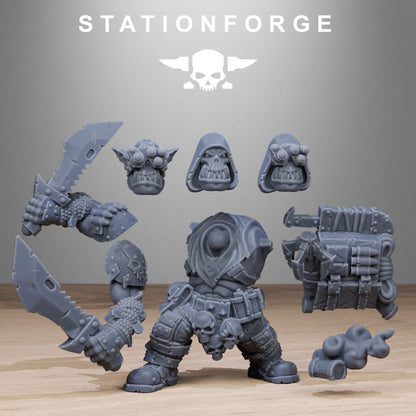Orks Assassin, proxy miniature, scout, 28mm heroic scale unpainted resin, view 6