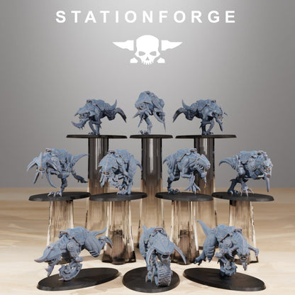 Orks Beasts (10 Units), proxy miniature, squad, 28mm heroic scale unpainted resin, view 2