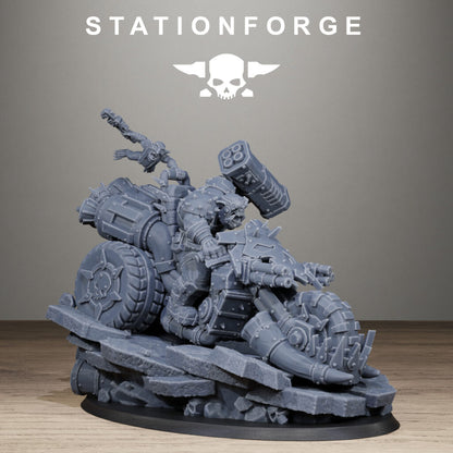 Orks Biker Boss, proxy miniature, character, 28mm heroic scale unpainted resin, view 2