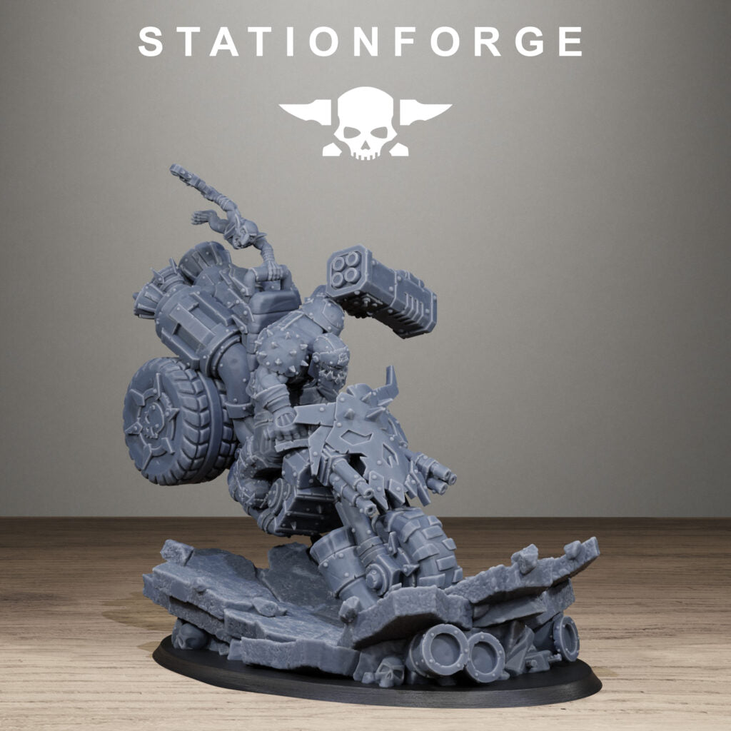 Orks Biker Boss, proxy miniature, character, 28mm heroic scale unpainted resin, view 7