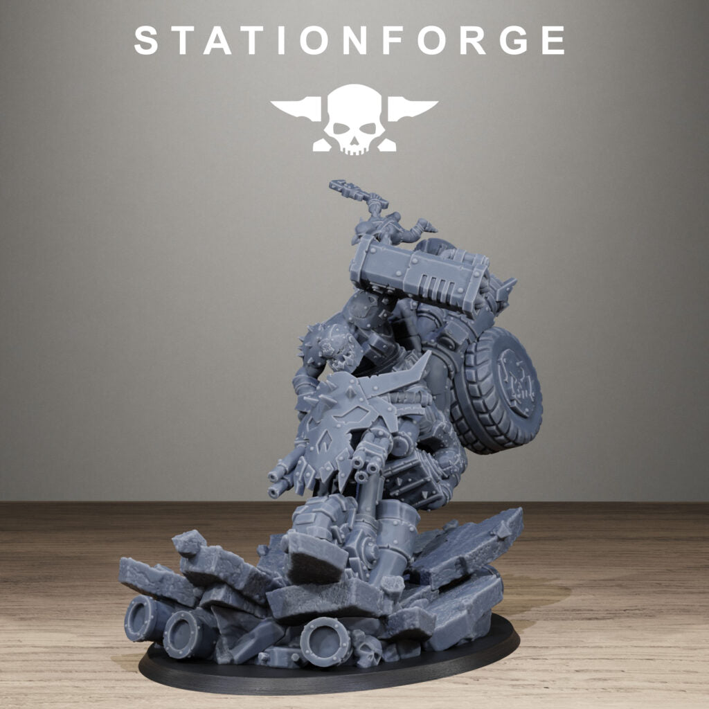 Orks Biker Boss, proxy miniature, character, 28mm heroic scale unpainted resin, view 8