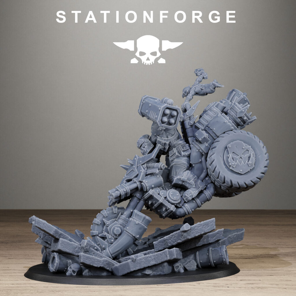 Orks Biker Boss, proxy miniature, character, 28mm heroic scale unpainted resin, view 9