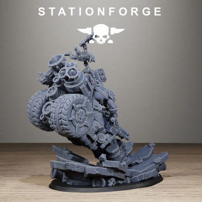 Orks Biker Boss Da Fastkrusha, proxy miniature, character, 28mm heroic scale unpainted resin, view 5