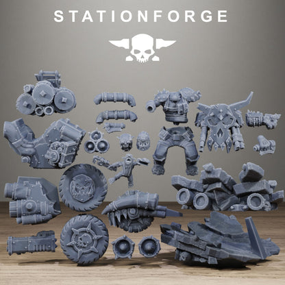 Orks Biker Boss Da Fastkrusha, proxy miniature, character, 28mm heroic scale unpainted resin, view 6