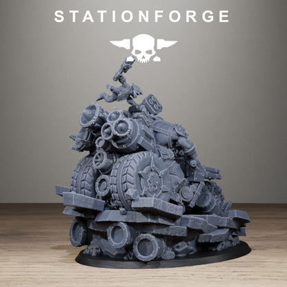 Orks Biker Boss Da Speedwrekka, proxy miniature, character, 28mm heroic scale unpainted resin, view 2