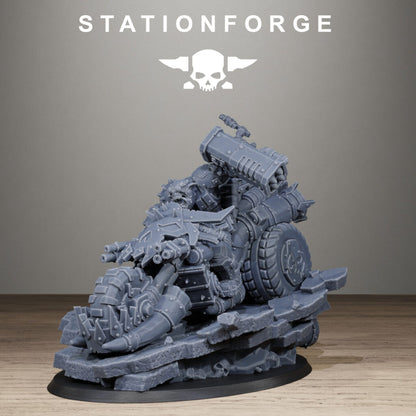 Orks Biker Boss Da Speedwrekka, proxy miniature, character, 28mm heroic scale unpainted resin, view 4