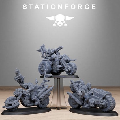 Orks Bikers, proxy miniature, 28mm heroic scale unpainted resin, view 2