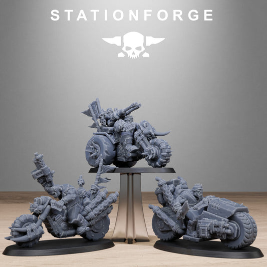 Orks Bikers, proxy miniature, 28mm heroic scale unpainted resin, view 2