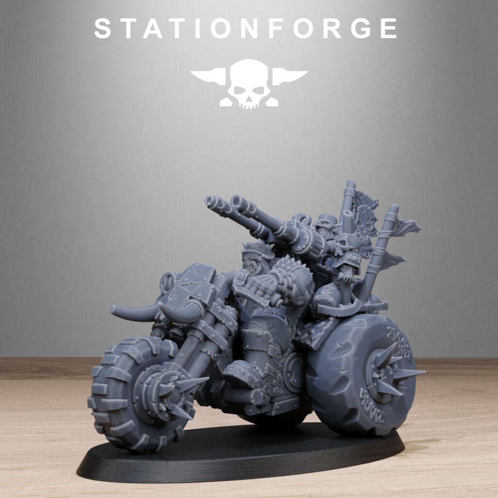 Orks Bikers, proxy miniature, 28mm heroic scale unpainted resin, view 5