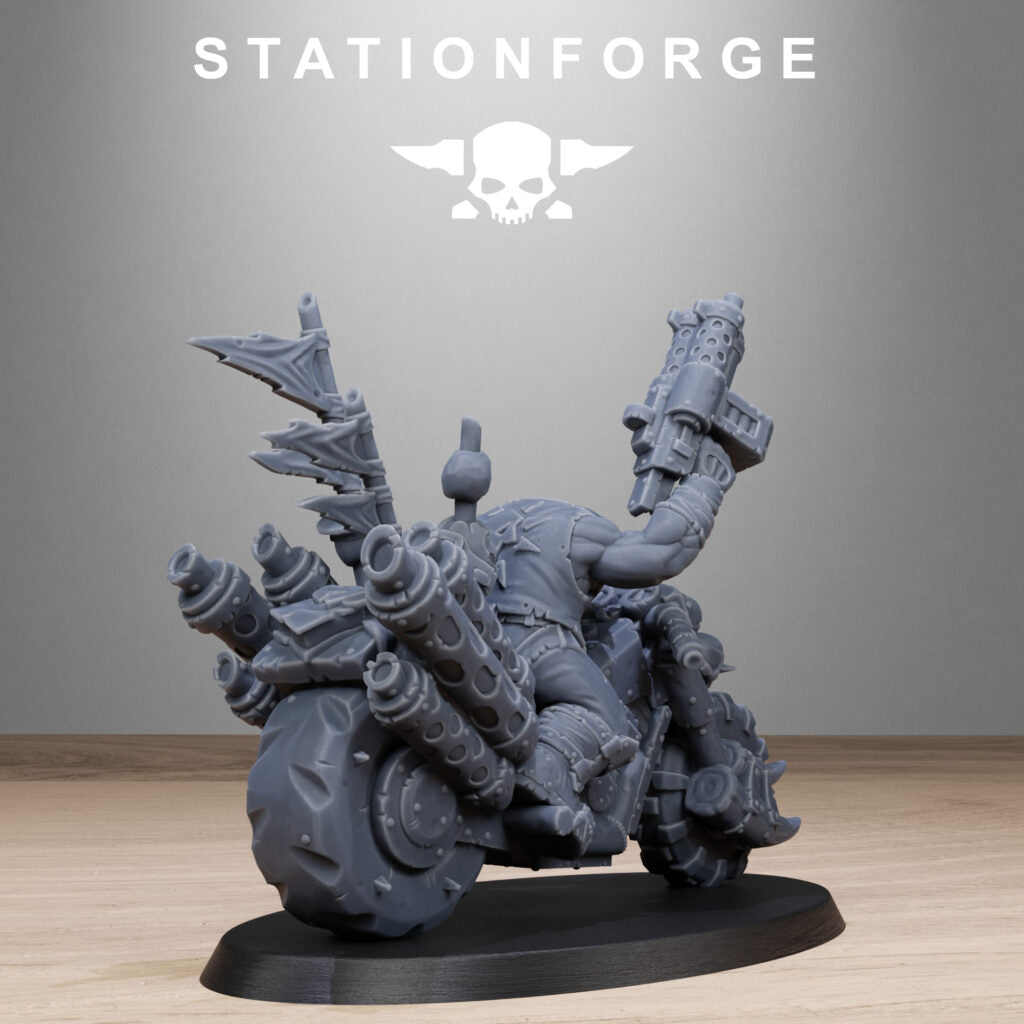 Orks Bikers, proxy miniature, 28mm heroic scale unpainted resin, view 7