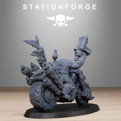 Orks Bikers, proxy miniature, 28mm heroic scale unpainted resin, view 7