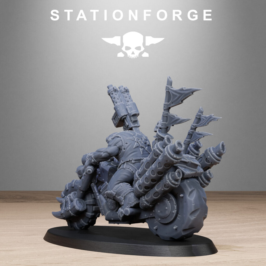Orks Bikers, proxy miniature, 28mm heroic scale unpainted resin, view 8