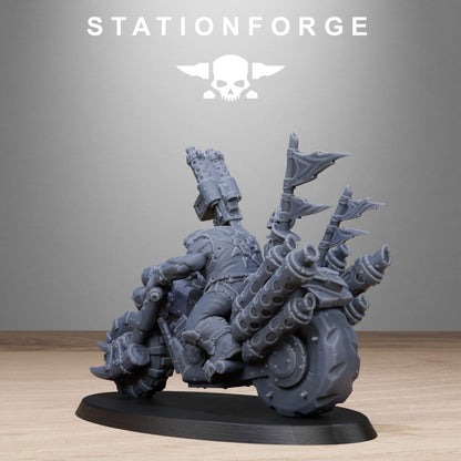 Orks Bikers, proxy miniature, 28mm heroic scale unpainted resin, view 8