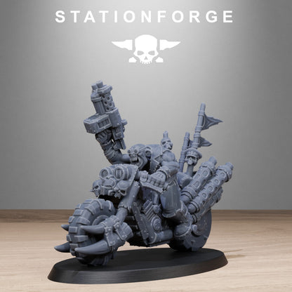 Orks Bikers, proxy miniature, 28mm heroic scale unpainted resin, view 9