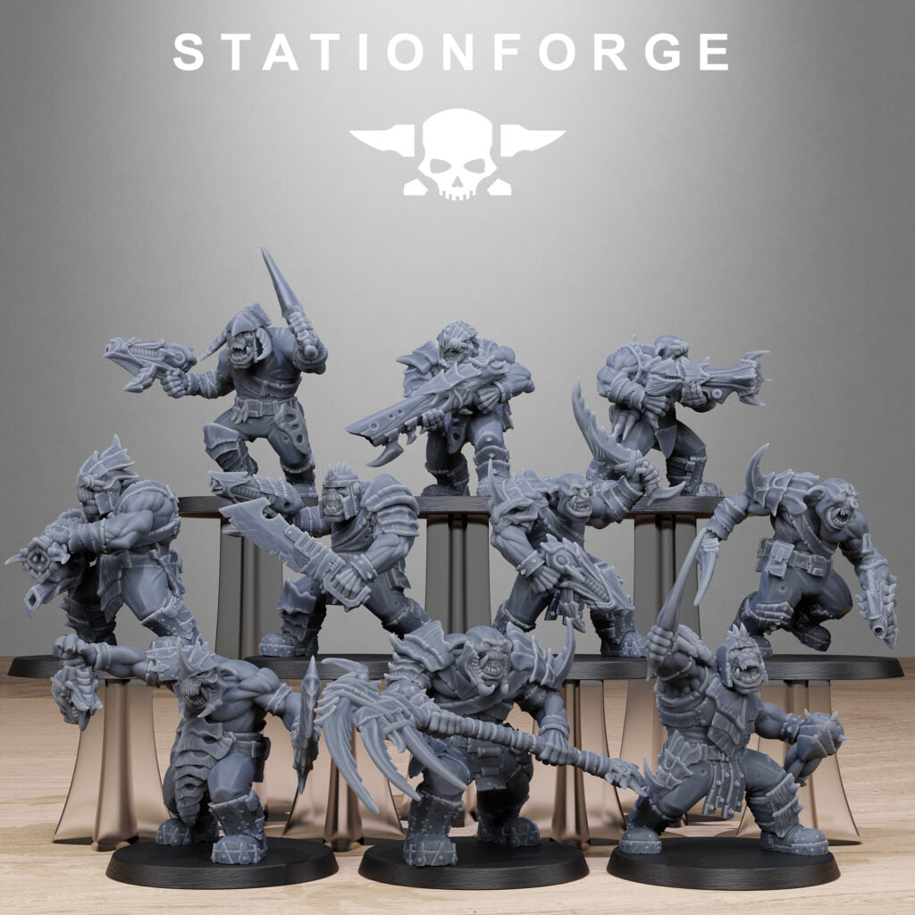 Orks Biotech Looters, proxy miniature, 28mm heroic scale unpainted resin