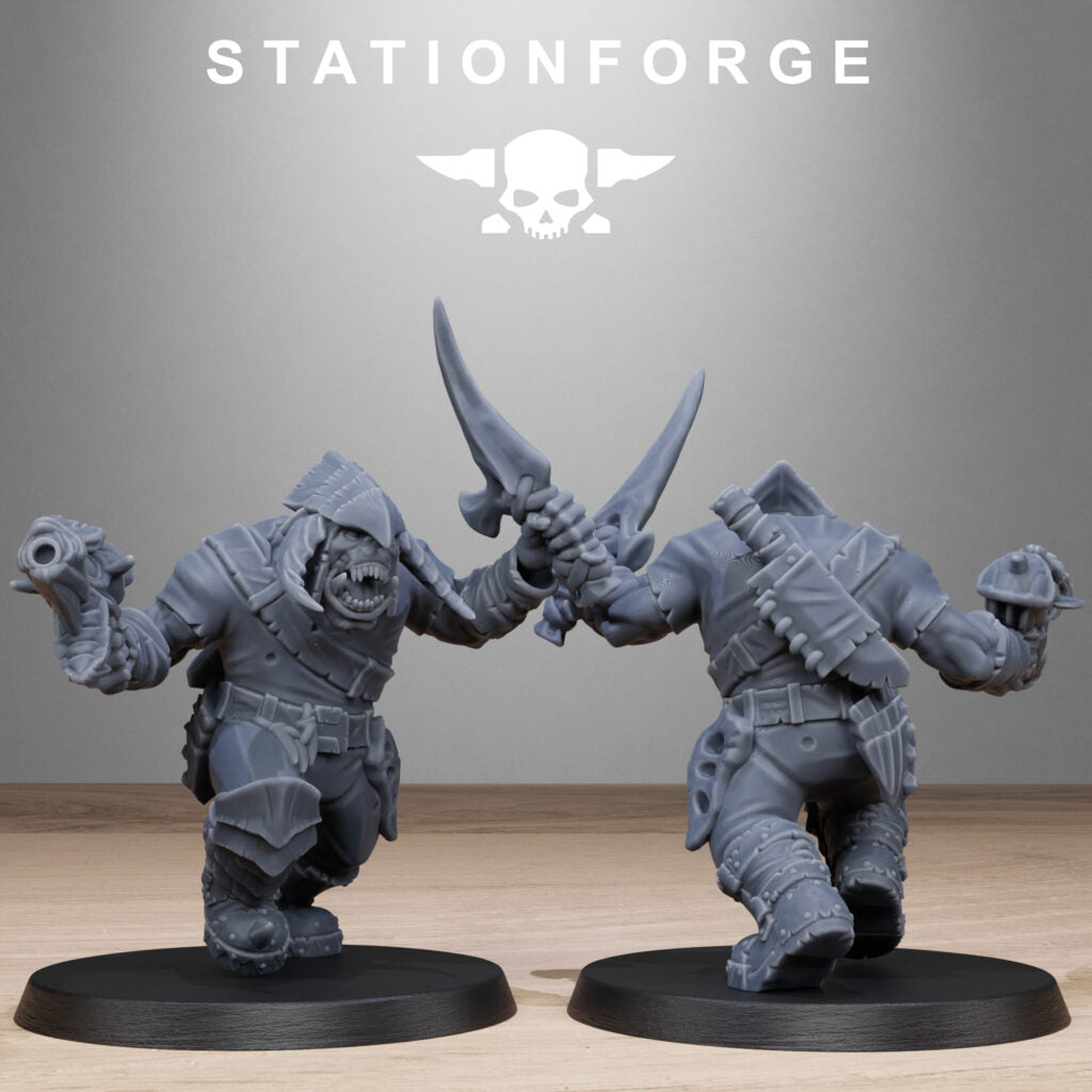 Orks Biotech Looters, proxy miniature, 28mm heroic scale unpainted resin, view 3