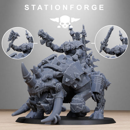 Orks Brast Rider Warlord, proxy miniature, vehicle, 28mm heroic scale unpainted resin