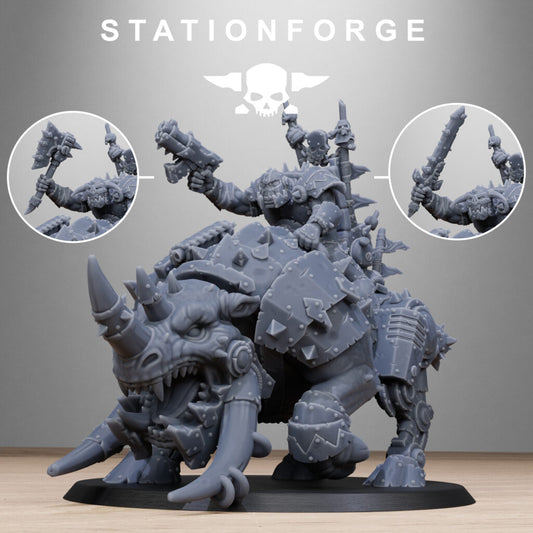Orks Brast Rider Warlord, proxy miniature, vehicle, 28mm heroic scale unpainted resin