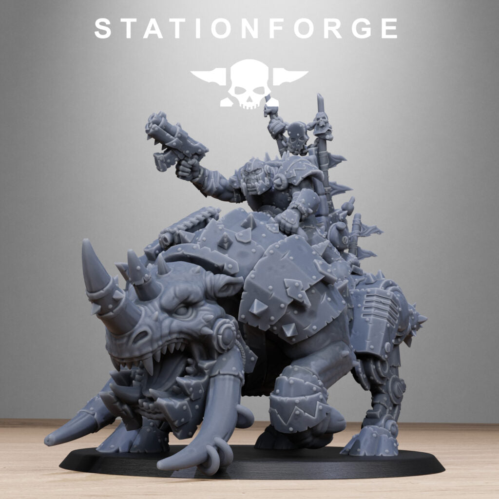 Orks Brast Rider Warlord, proxy miniature, vehicle, 28mm heroic scale unpainted resin, view 2
