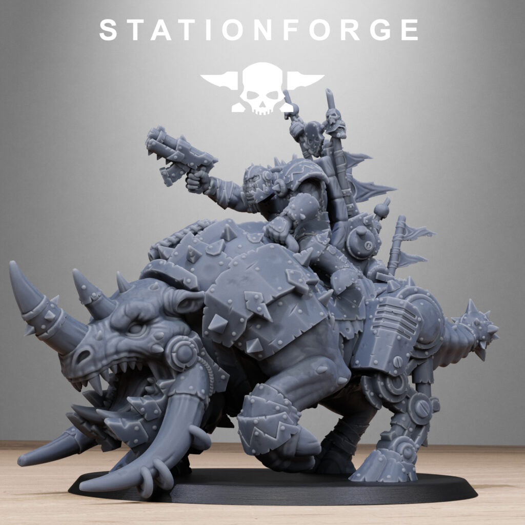 Orks Brast Rider Warlord, proxy miniature, vehicle, 28mm heroic scale unpainted resin, view 3