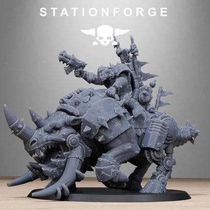 Orks Brast Rider Warlord, proxy miniature, vehicle, 28mm heroic scale unpainted resin, view 3