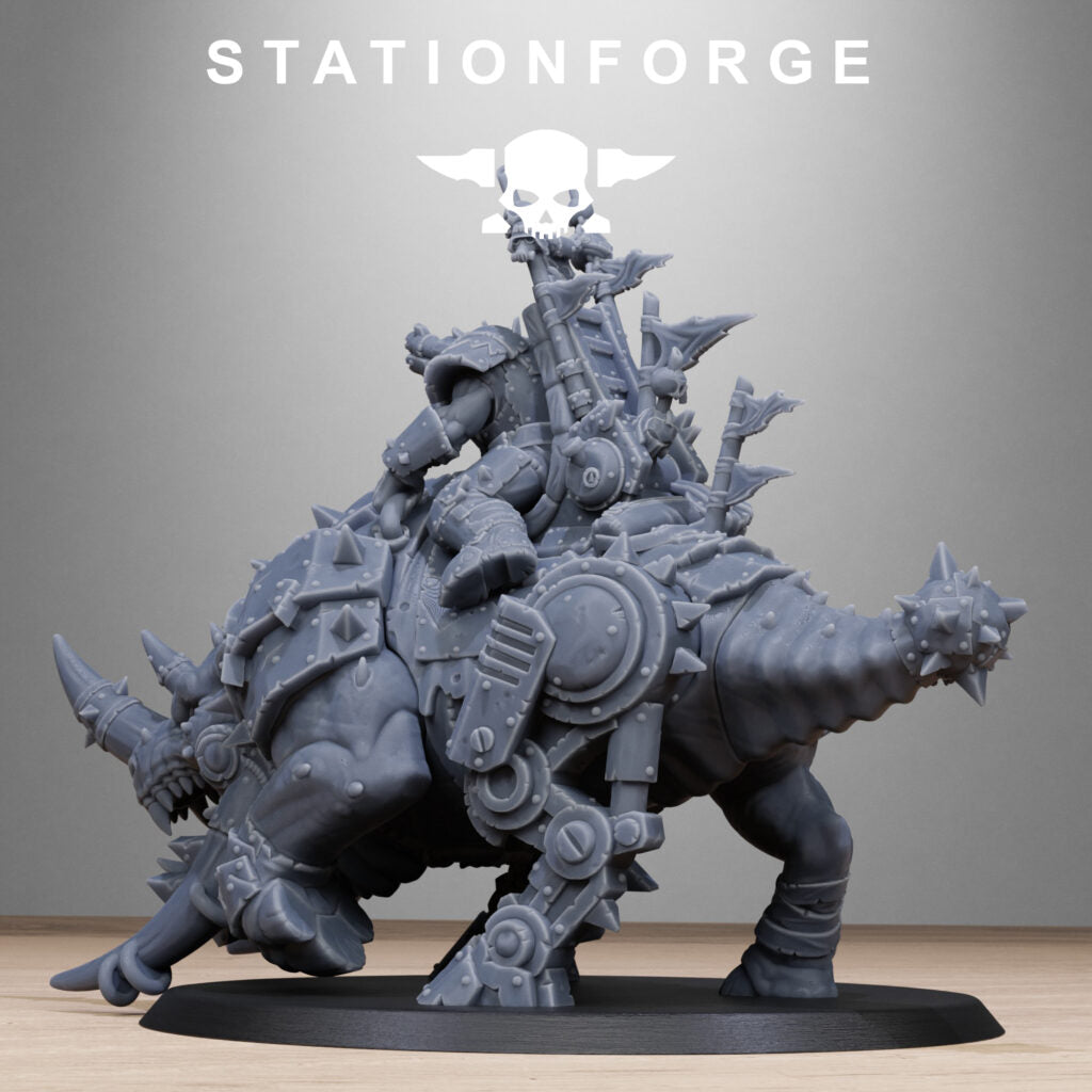 Orks Brast Rider Warlord, proxy miniature, vehicle, 28mm heroic scale unpainted resin, view 4