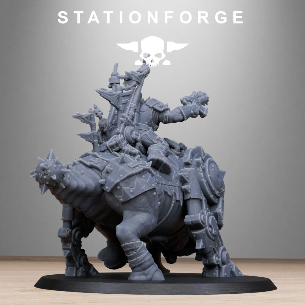 Orks Brast Rider Warlord, proxy miniature, vehicle, 28mm heroic scale unpainted resin, view 5